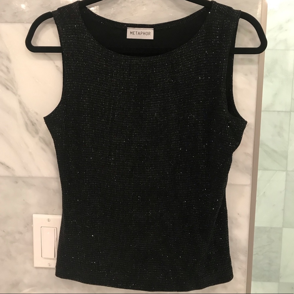 Simple Black Glitter Tank Top